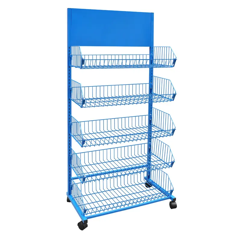 Wire Snack Floor Candy Metal Display Rack for Potato Chip 70*40*150cm